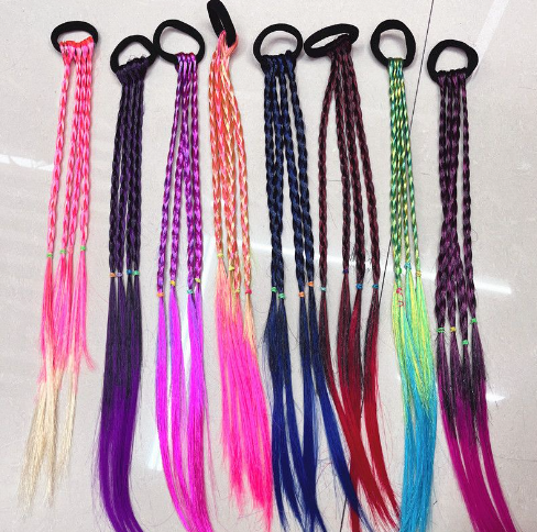 Colorful Ponytail Wigs Hair Ornament Braid Hair Bands Headwear Kids Girls Hair Accessories
