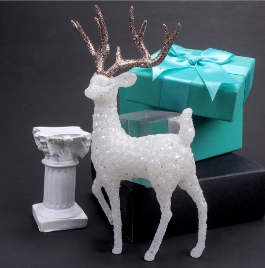 Cute Elegant Crystal Deer Animals Craft Decoration for Home Ornaments Christmas Reindeer Figurines Collectible Birthday Gifts