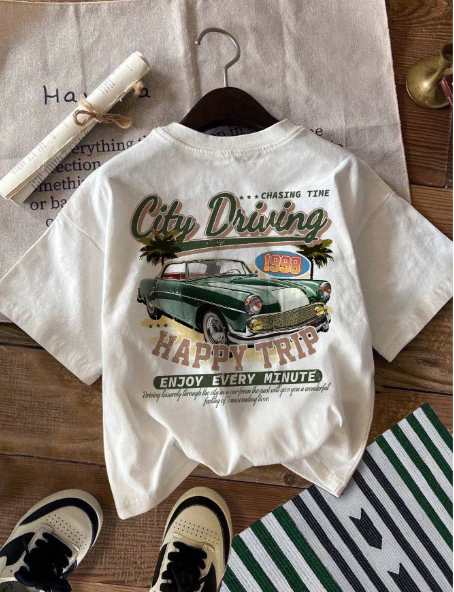 Manfinity Hypemode Plus Size Men's Casual Car Logo Printed T-Shirt, Summer