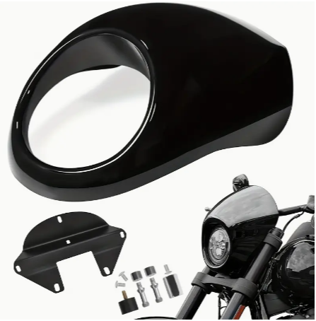 Black Headlight Fairing Mask Fork Cowl Headlamp Visor Bracket For Sportster 883 1200 For Dyna XL/FX 1973-2023