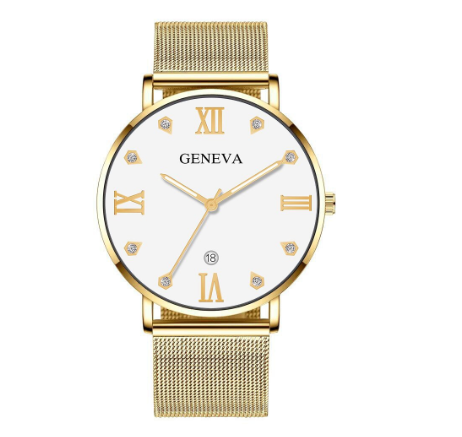 Original GENEVA Luxury Diamond Stainless Steel Waterproof Quartz Fashion Watch for men's Women's 6