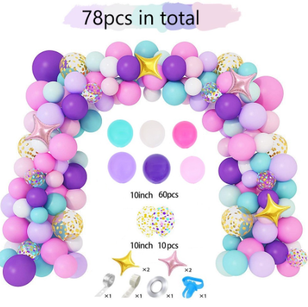 78pcs Unicorn Rainbow Garland Balloon Set Pink Purple Children Baby Shower Girl Birthday Decorations