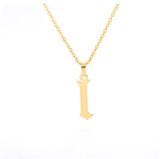 Maxzone Tiny Old English Letters Necklaces For Women Lowercase Initial A-Z Letter Pendant Necklace Men Vintage Font Boho Jewelry Gift L