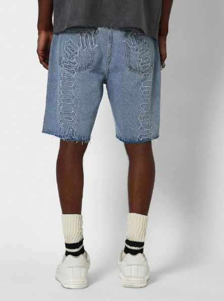 SUMWON Denim Short With Embroidery