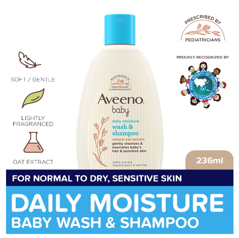 Aveeno Baby Daily Wash & Shampoo 236ml - Newborn, For Sensitive Baby Skin, Baby Care, Baby Bath