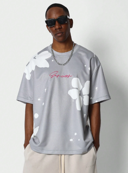 SUMWON Tee With All Over Flock Print