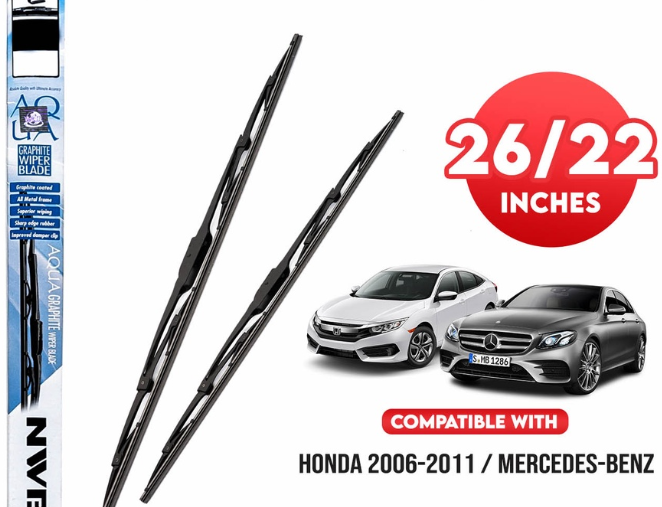 NWB Aqua Graphite Wiper Blade Set Blade Frame Type 35-026L 26' ' And 35-022L 22' ' Set of 2pcs