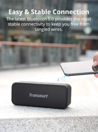 Tronsmart 20W T2 Plus Wireless Bluetooth Speaker IPX7 Waterproof, 24-Hour Playtime