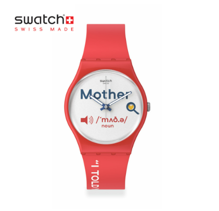 Swatch Gent All About Mom GZ713 Red Silicone Strap Watch