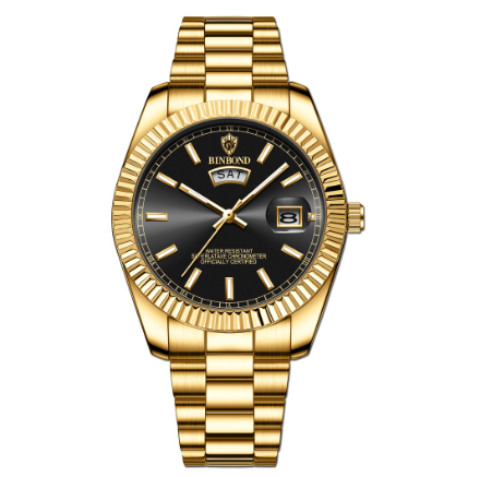 Binbond Watch Men Steel Band Waterproof Casual Classic Dual Calendar Luminous Men's Watch Simple Atmospheric Men's Watch 004