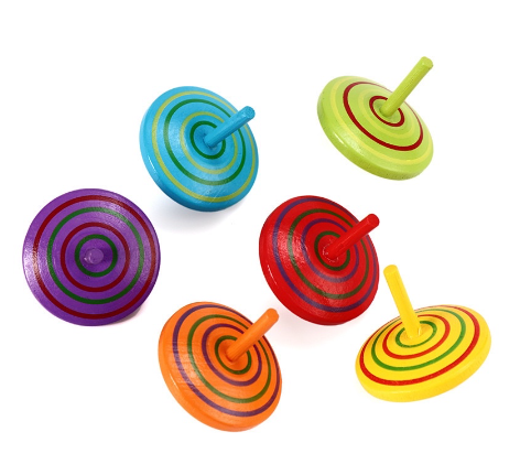 1pc Wooden Classic Colorful Spinning Tops Toys 4cm