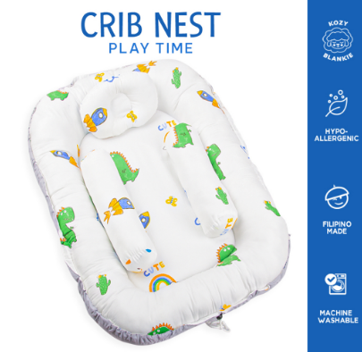 Kozy Blankie Baby Bed Crib Nest - Aqua Ocean, Enchanted Castle Unicorn & Play Time