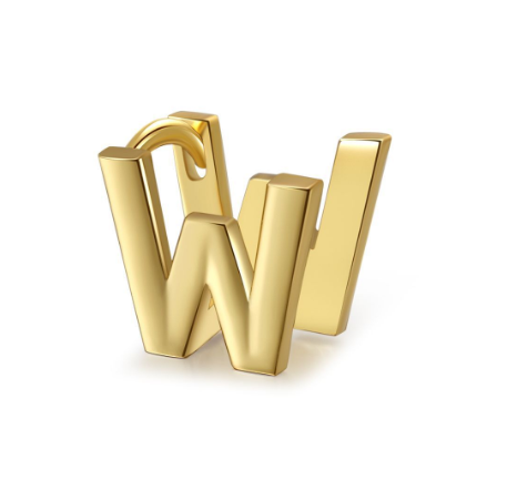 Unique Design Initial Letter Earrings 18K Gold Double Layer Letter Earrings Jewelry Single W