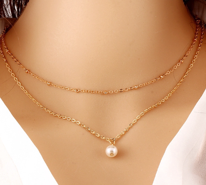 Fashion Multi-layer Gold Chain Necklace Pearl Pendant Necklaces