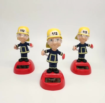 DARNELL1 Christmas Gift Solar Fireman Toy Desktop Decor Bobble Head Doll Shaking Head Dolls Office Accessories Action Figure Dashboard Car