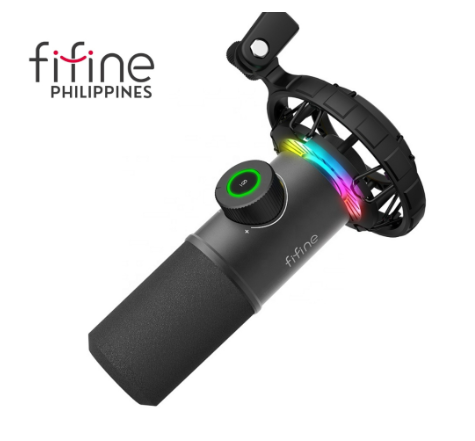 FIFINE K658 USB Gaming Microphone, RGB Dynamic Mic Dynamic Microphone for PC,with Tap-to-Mute Button