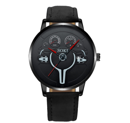 Men's calendar sports watch quartz watch Fashion Pu leather strap student watch 004