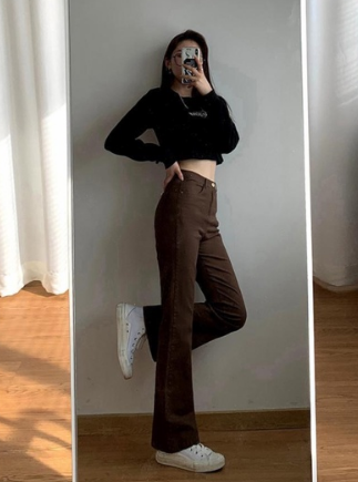 High Waist Jeans Women's Stretch All-Match Slim Long-Leg Casual Wide-Leg Pants