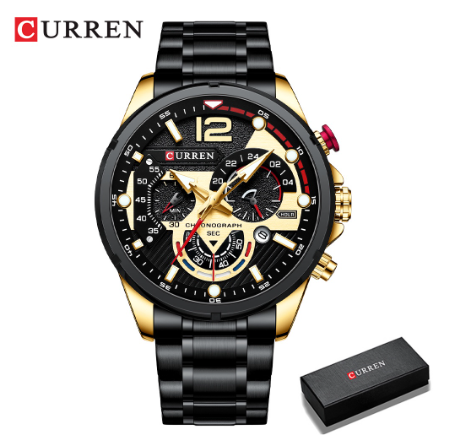 Curren Men's Quartz Watch Top Fashion Brand Stainless Steel Creative Date Sport 8395 05