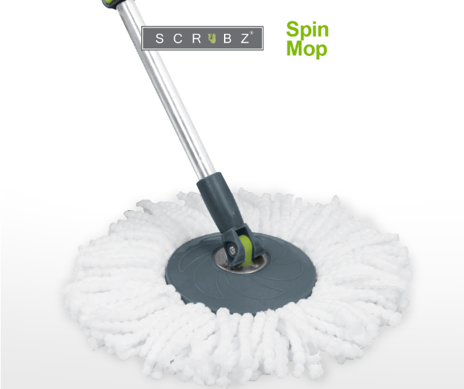 SCRUBZ Stainless Steel Spin Mop 16x112-128 Microfiber Floor Mop Cleaning Supplies