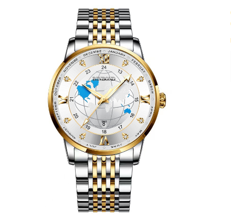 Original Luxury Golden Fashion Men Quartz Waterproof Luminous Calendar Stainless Steel Watch M8
