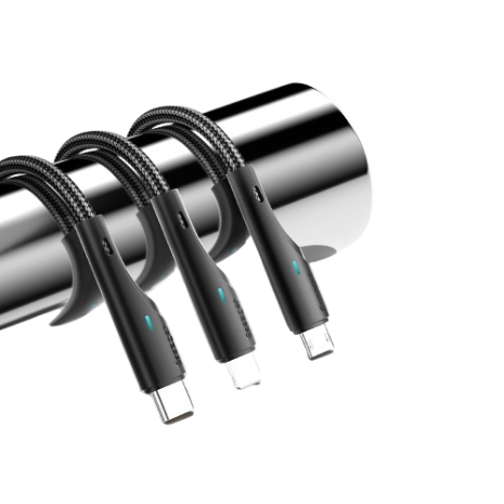 Essager 3 In 1 Braided Nylon Cable Fast Charging Cable Micro USB Type C Cable Multi port USB charging cable