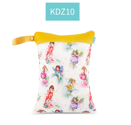 Happyflute 1PC Reusable Waterproof Fashion Prints Wet And Dry Diaper Bag Double Pocket Cloth Handle Wetbags DB14