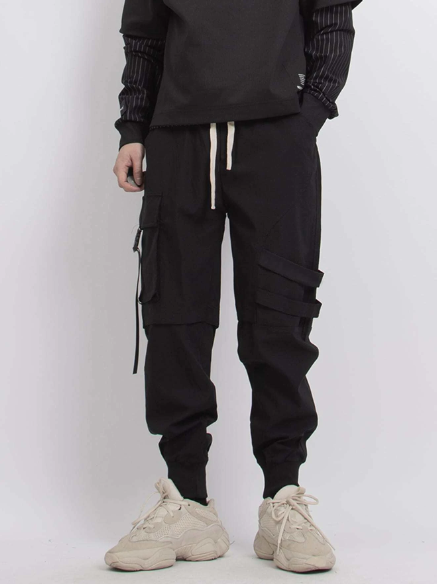 Manfinity Men Drawstring Waist Flap Pocket Cargo Pants