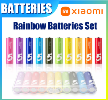 10PCS/40PCS Original Mijia ZMI ZI5 AA ZI7 AAA Alkaline Battery Rainbow Batteries Set