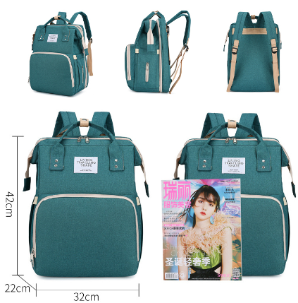 Colors Folding Mummy Diaper Bag 2-in-1 Multifunctional Nappy Bag Backpack Baby Crib Bag