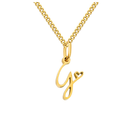 Cursive Initial Necklaces for Women Girls,14K Gold Filled Personalized Monogram Name Letter Necklace Jewelry Gifts G