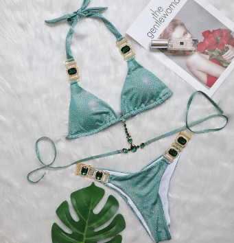 New Style Crystal Diamond Bikini Laced-Up Women's Split Swimsuit Beach