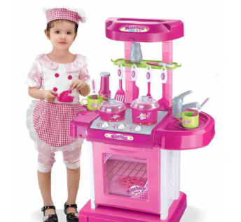 Luckin Mart Kitchen Cooking Doll House Kids Play House Girl Pretend Play Tableware Sets Toys