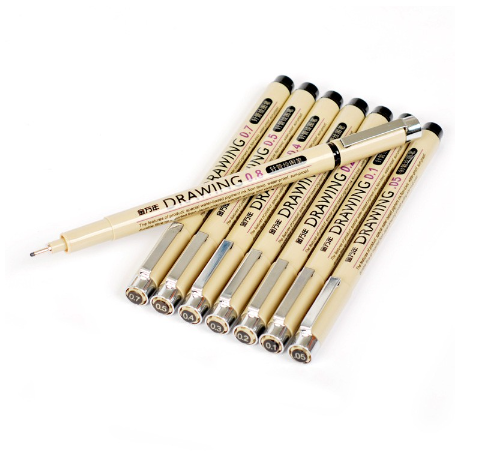 SeamiArt 1 Pc. Black Pigment Liner Needle Waterproof Drawing Pen 8 Types Of Tip Optional