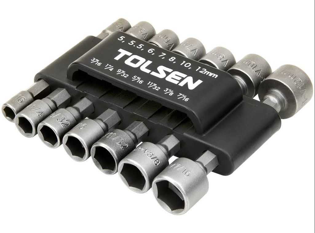 Tolsen 14pcs Bits & Sockets Set (English & Metric) 77817 Cr-V Steel