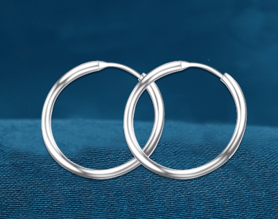 Italy Sterling Silver Plain Classic Hoop Loop Earrings
