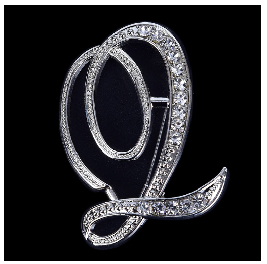 Crystal Rhinestone 26 Letters Women Collar Brooch Pin Corsage Bouquet Jewelry Modish Q