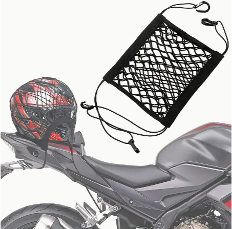 Upgrade Cargo Net For Motorcycle Helmet Storage, High-Elastic Double Layer Bungee Net With 4 Strong Hooks, Car Strap Rack Expansion Organizer Net
