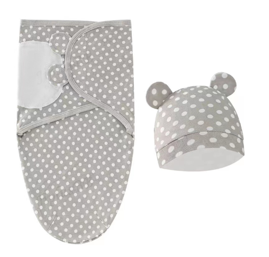 Newborn Baby Muslin Swaddle Blanket Hat Set Swaddle Bedding Wrap Blanket Baby Swaddling S39