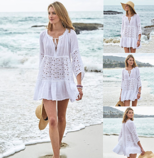 Women Summer Beach Beachwear Swimwear Bikini Wear Cover Up Kaftan Mini Dress