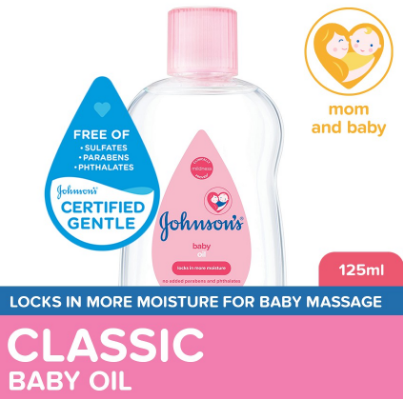 Johnson's Baby Oil 125ml-Newborn, Baby Essentials, Baby Care, Baby Massage Oil, Baby Oil for Newborn