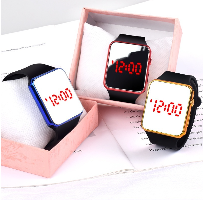 Unisex Plated Mirror Watch Square LED Digital Sports Watches