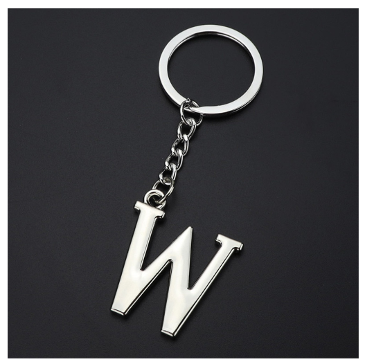 New A-Z 26 Letter Key Chains Stainless Steel Keychain Charm Fashion Accessories Key Ornaments W