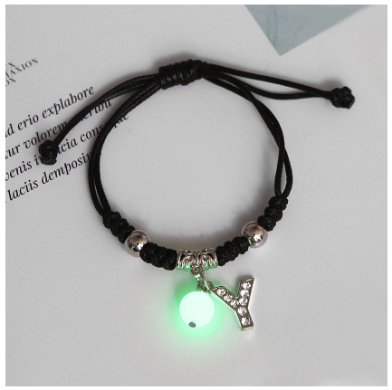 Luminous Couple Bracelet 26 English Letters Crystal Friendship Bracelet Women Men Jewelry Glow in the Dark Y