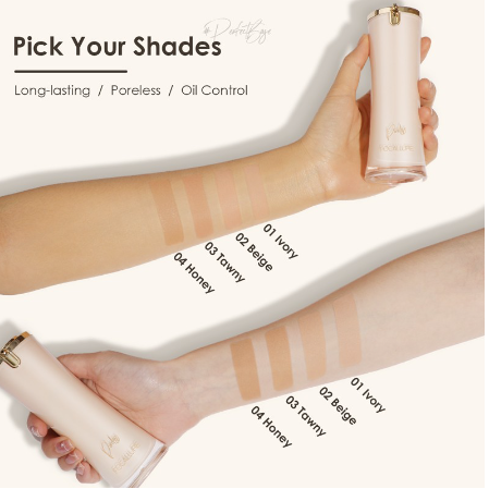 Focallure #PerfectBase Liquid Matte Foundation Lasting Poreless Invisible pores Natural Coverage Oil-control Foundation