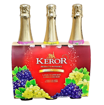 Keror Sparkling White and Red Grape Juice 3 bottles