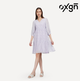 OXGN Baby Doll Tiered Dress For Women Lavender