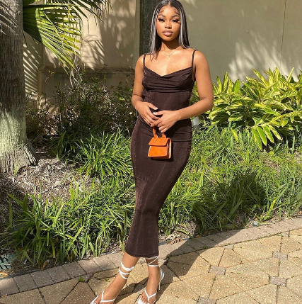 Fashion Women's Strap Off Shoulder Backless Lace Knot Solid Casual Dress