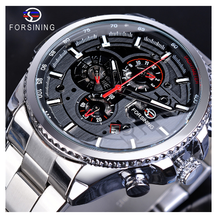 Forsining Watch for men Automatic Mechanical Watches Men stainless steel Tourbillon Waterproof Skeleton Wristwatch 1