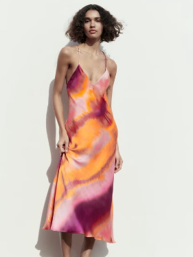 Silk Satin Texture Underwear Style Suspender Dress